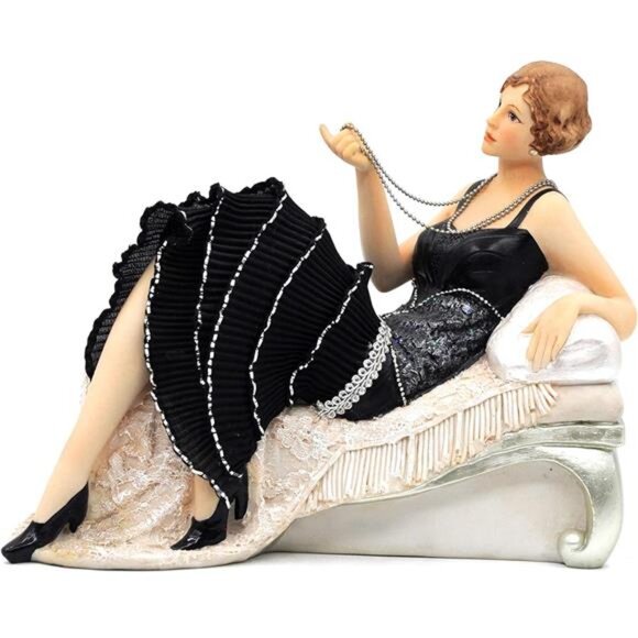 Victorian Style Lady Camille Lying On Sofa Resin Art Figurine, 9" - Picture 1 of 5